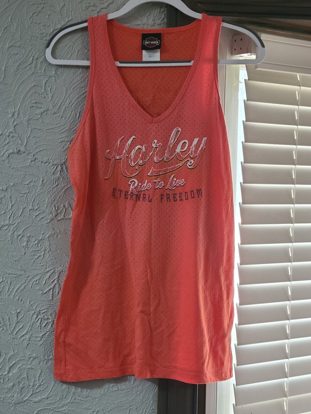 Harley-Davidson Women’s Coral V-Neck Sleeveless Tank - Harley Ride to Live -